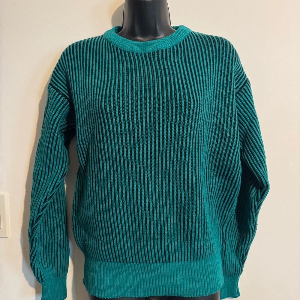 Teal Ribbed Men's or Women’s Vintage Sweater